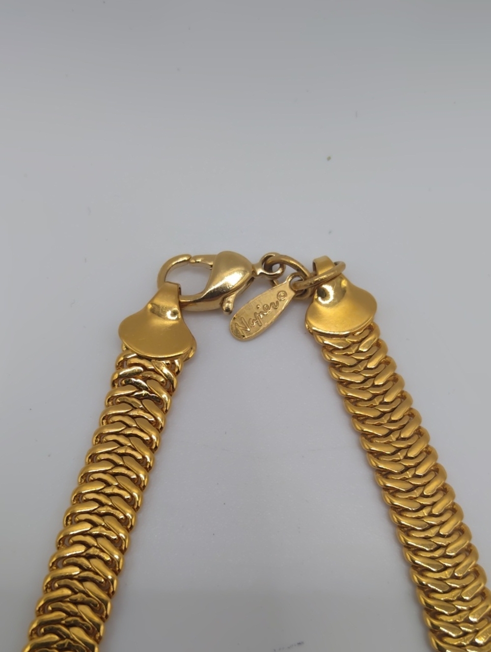 Napier Interlocking Herringbone Gold Tone Necklace - Picture 4 of 6